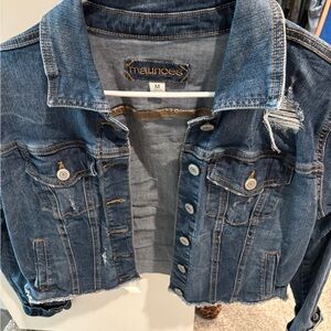 Maurices Blue Denim Jacket with Distressed Details